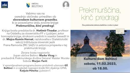 VABILO SLOVENSKI KULTURNI PRAZNIK in PREDSTAVITEV ZVOČNE KNJIGE februar 2023